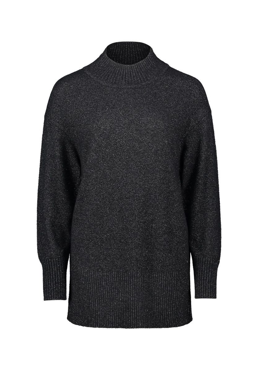 Funkelnder Strickpullover mit Stehkragen