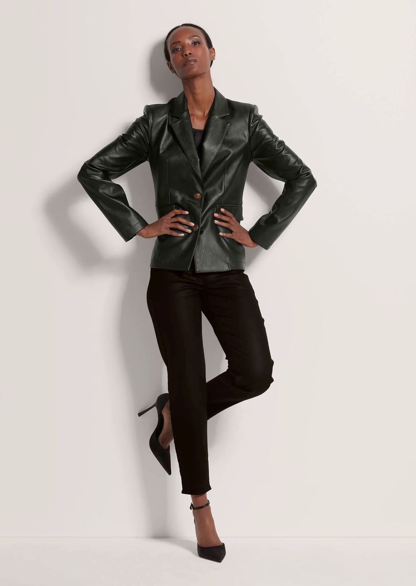 Taillierter Kunstleder Blazer