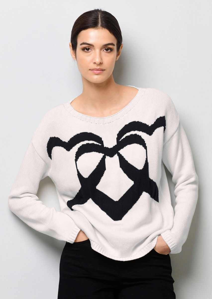 Strickpullover mit abstraktem Grafik-Motiv