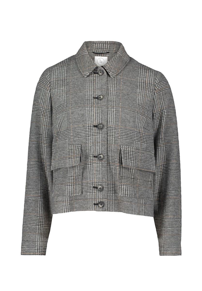 Kurze Glencheck-Jacke mit Pattentaschen