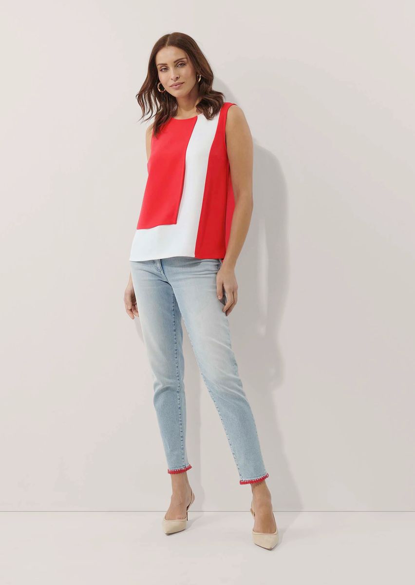 Mehrlagige Color-Block Bluse aus Krepp