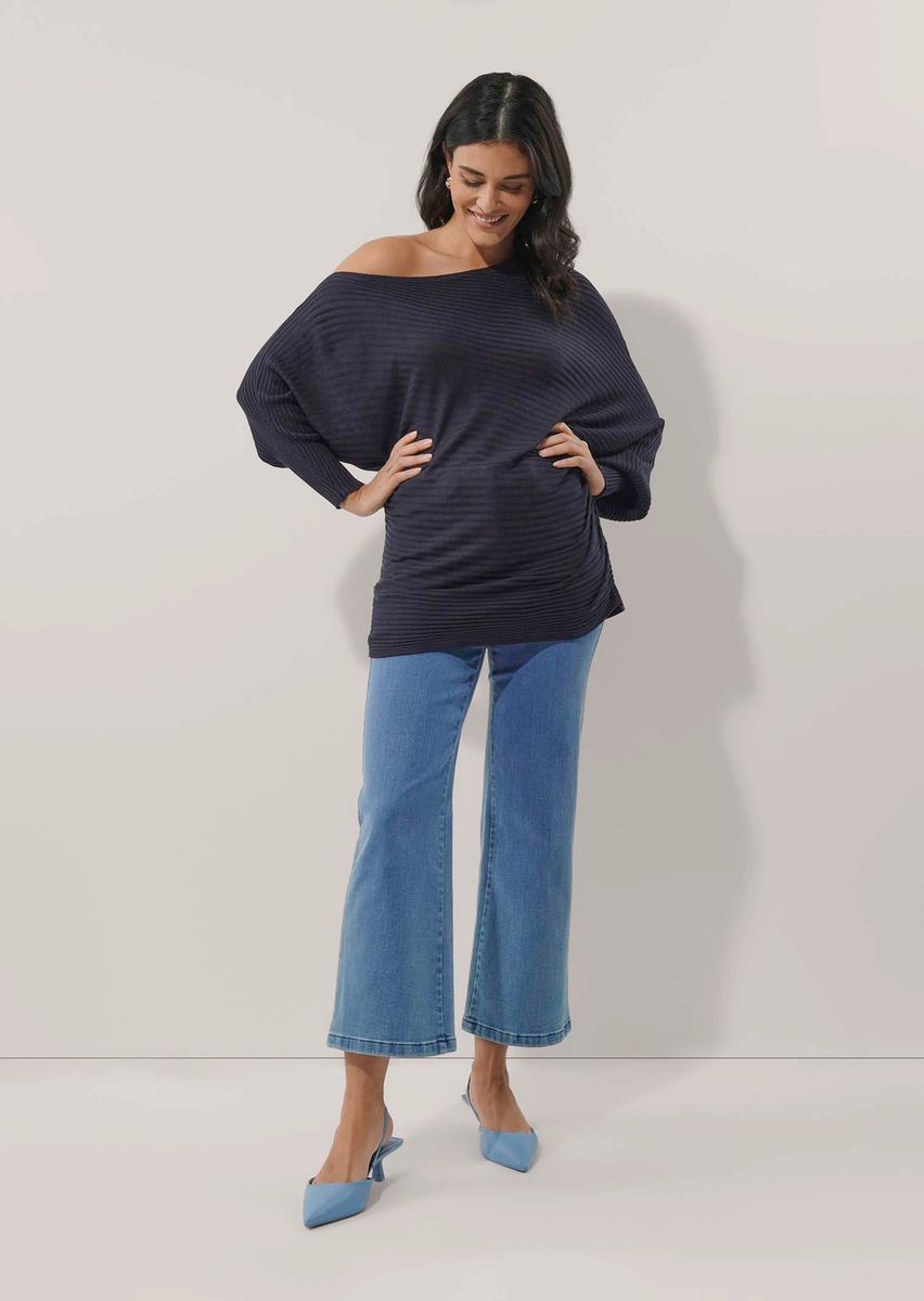 One-Shoulder-Pullover aus Rippstrick