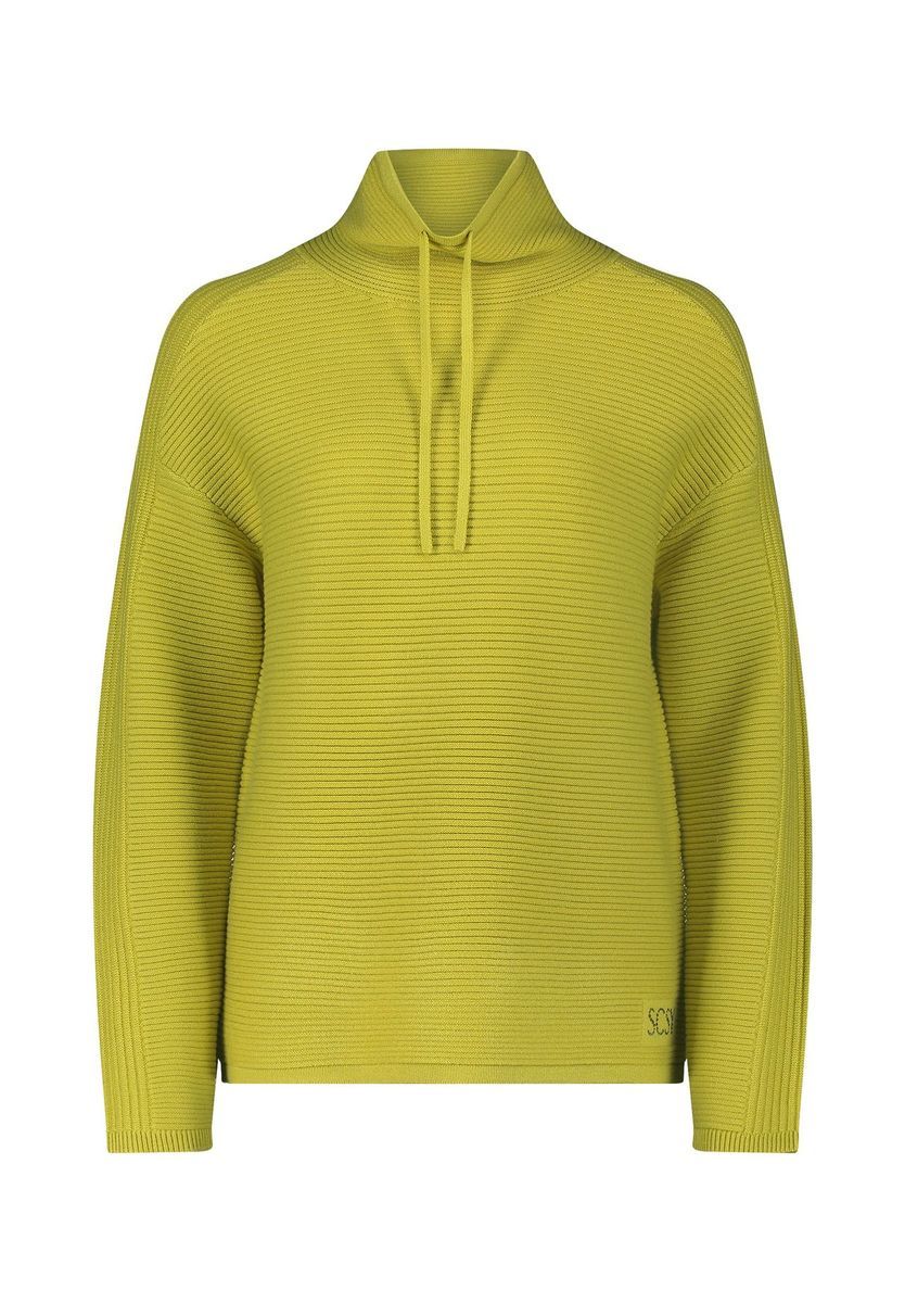 Rippstrick-Pullover mit Tunnelzug-Kragen
