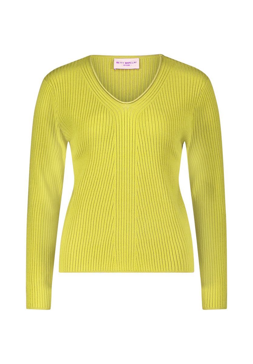 Feinstrick-Pullover mit V-Ausschnitt und Rippenstruktur