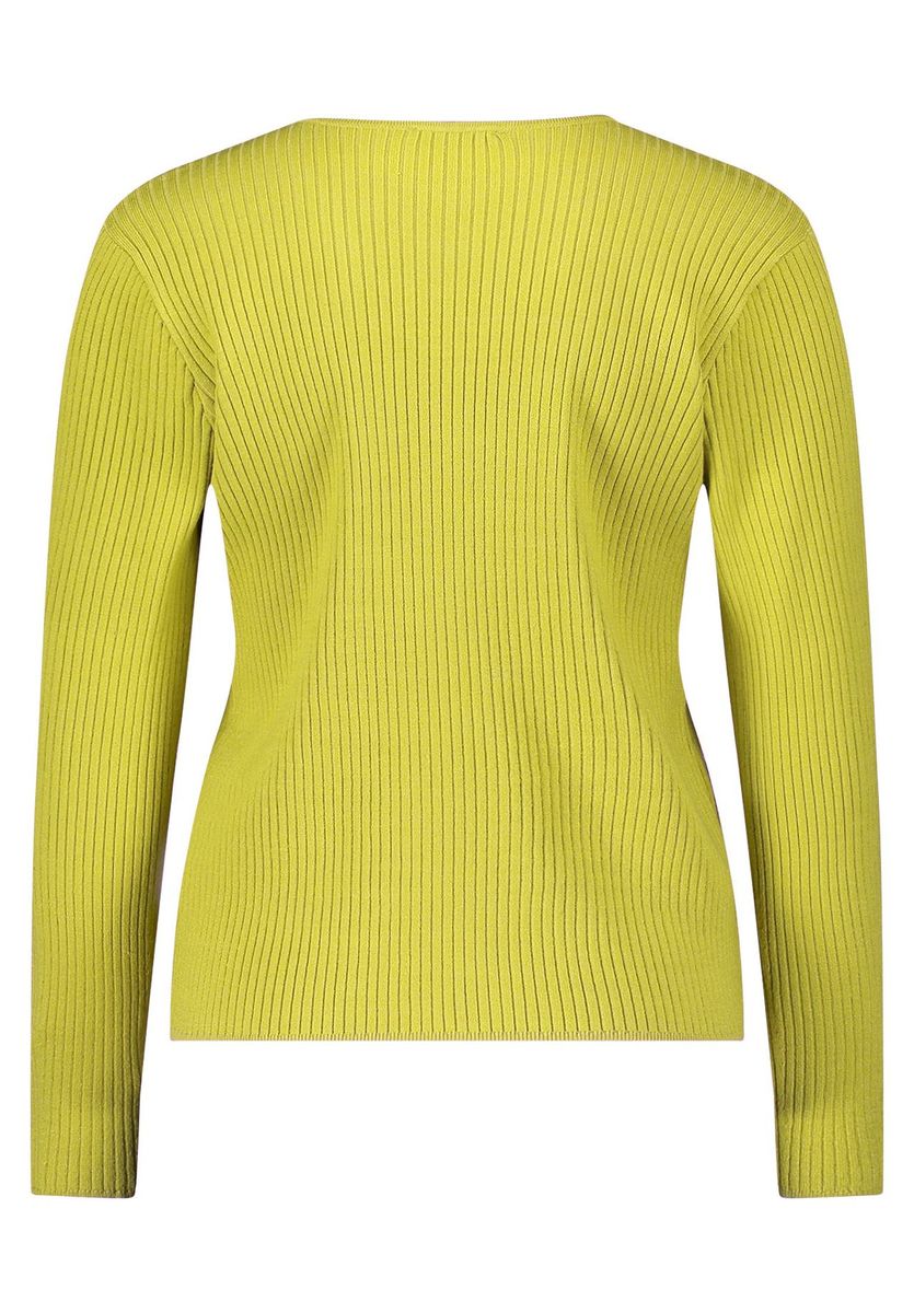 Feinstrick-Pullover mit V-Ausschnitt und Rippenstruktur