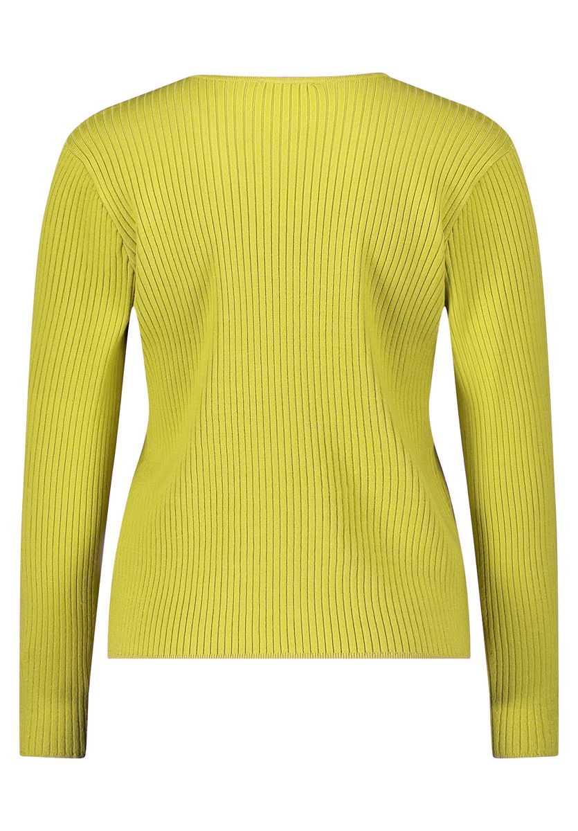 Feinstrick-Pullover mit V-Ausschnitt und Rippenstruktur
