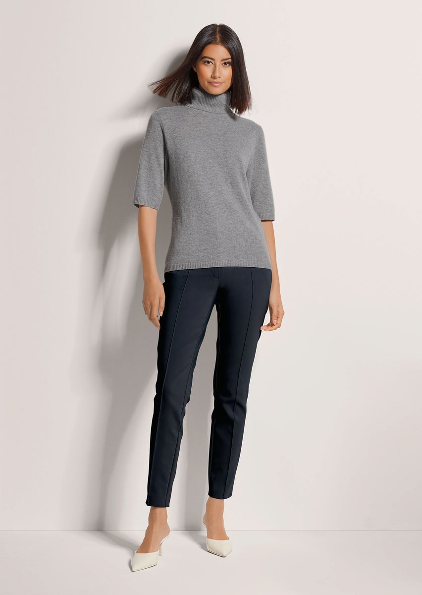 Kaschmir-Rollkragenpullover mit Halbarm
