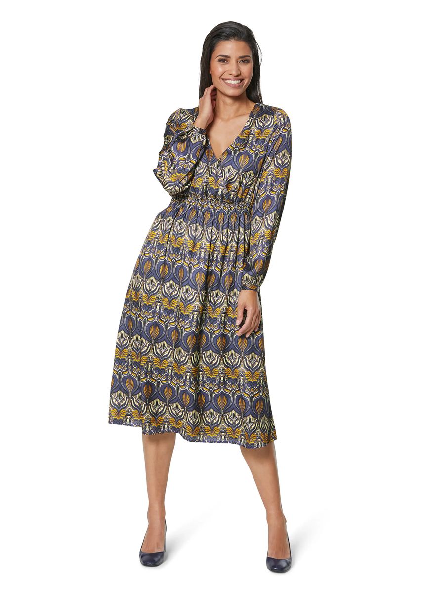 Bedrucktes Midikleid mit V-Ausschnitt