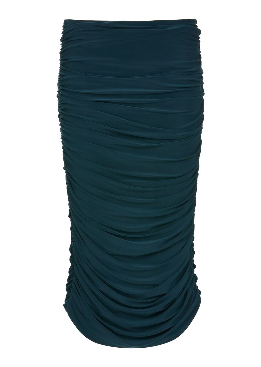 Eleganter Geraffter Midi-Bleistiftrock