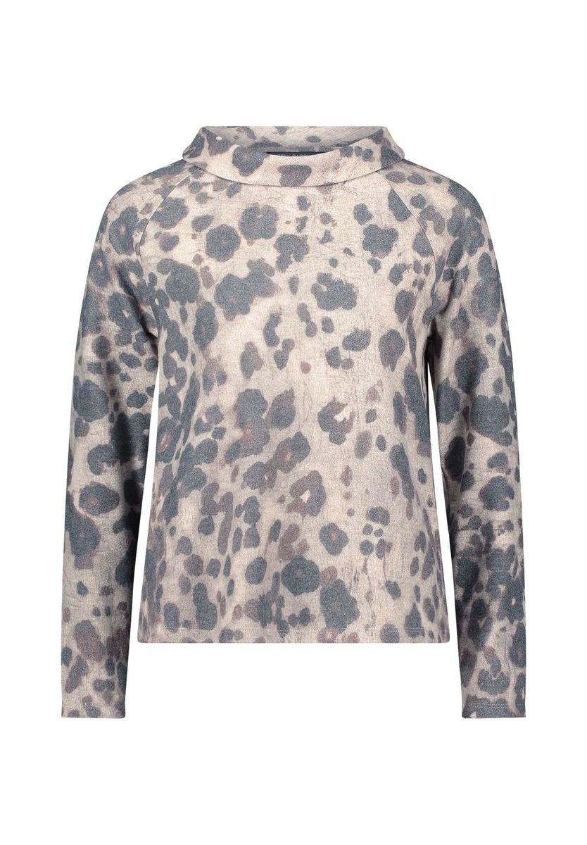 Sweatshirt mit Animal-Print und Stehkragen