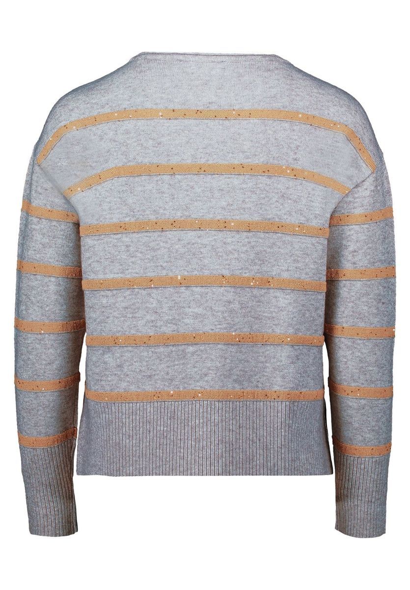 Gestreifter Strickpullover mit Pailletten