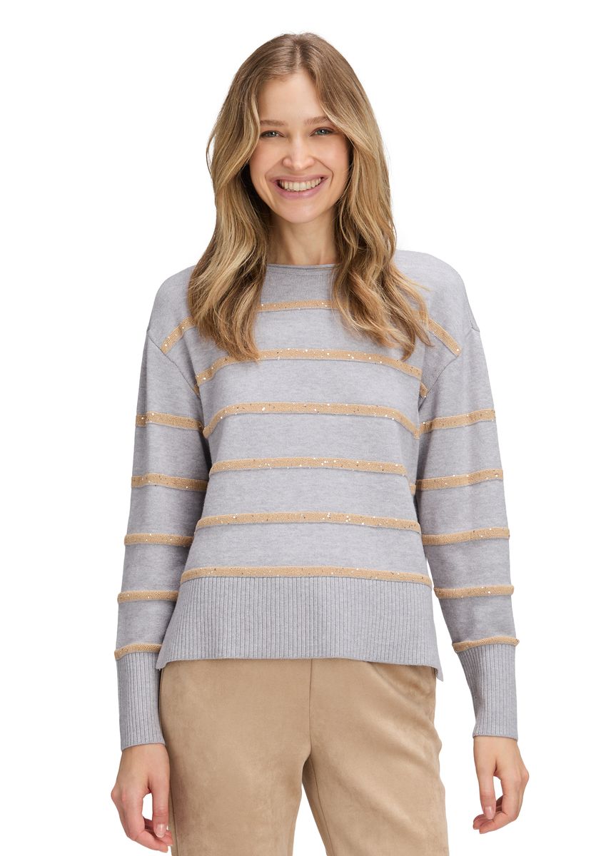 Gestreifter Strickpullover mit Pailletten