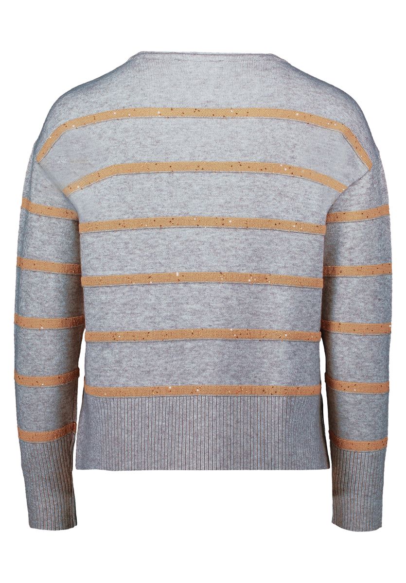 Gestreifter Strickpullover mit Pailletten