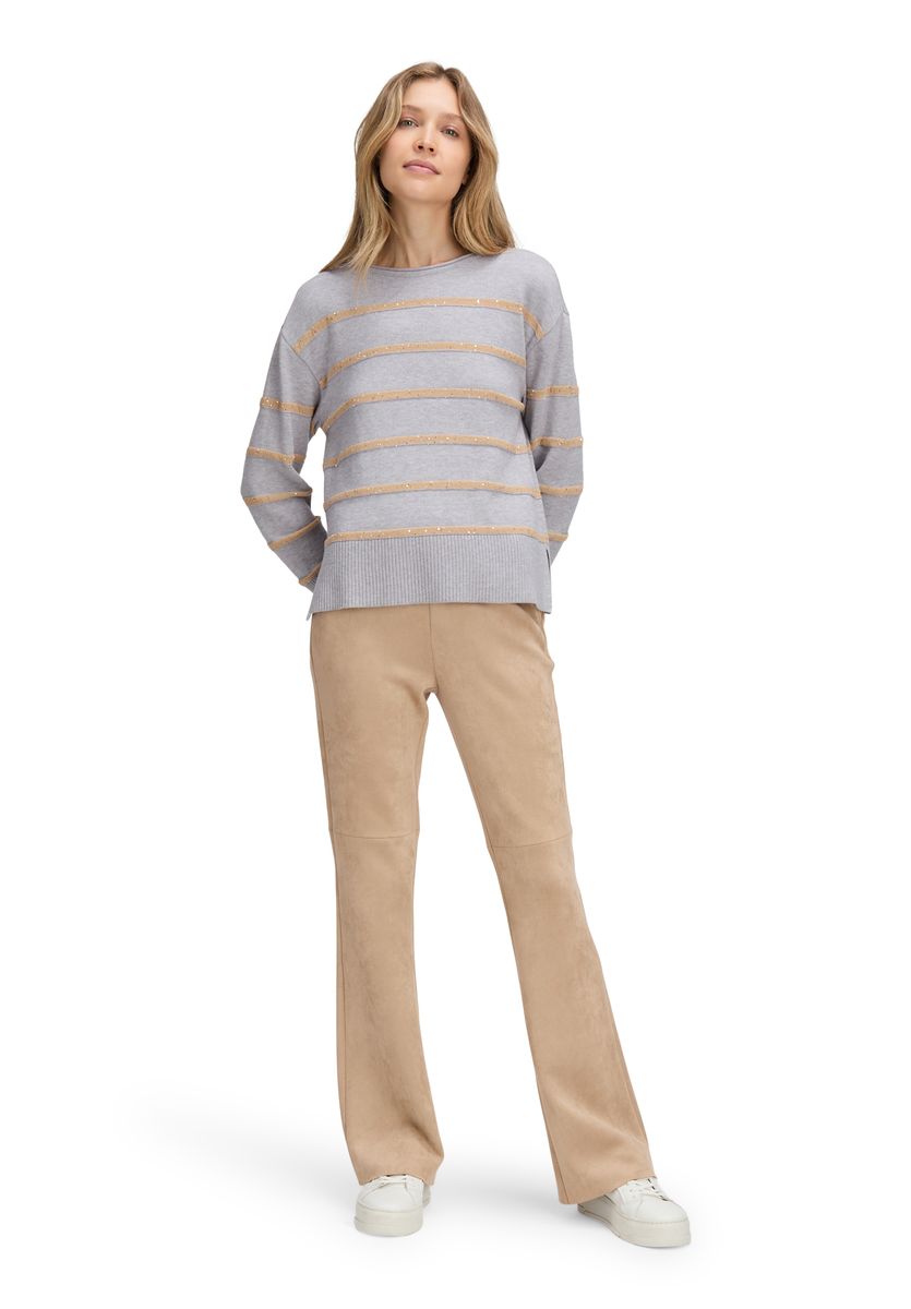Gestreifter Strickpullover mit Pailletten