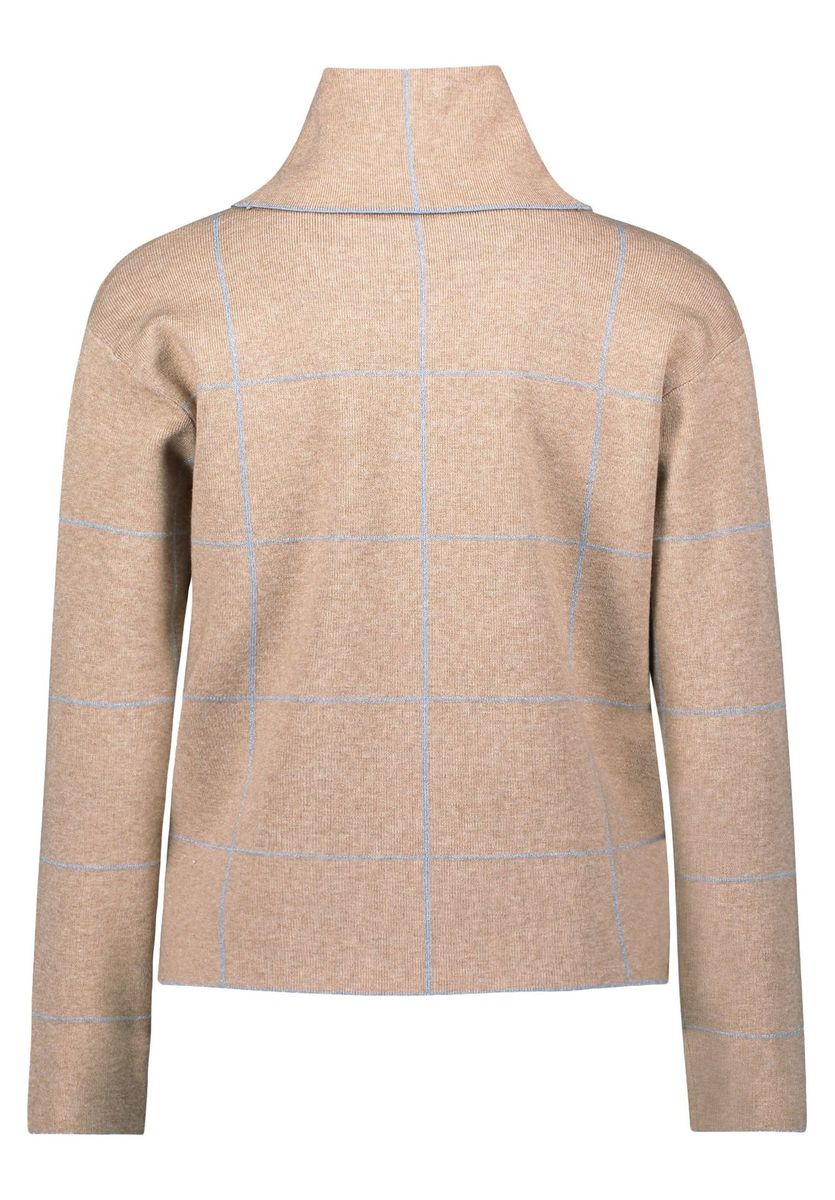 Karierter Strickpullover mit Stehkragen