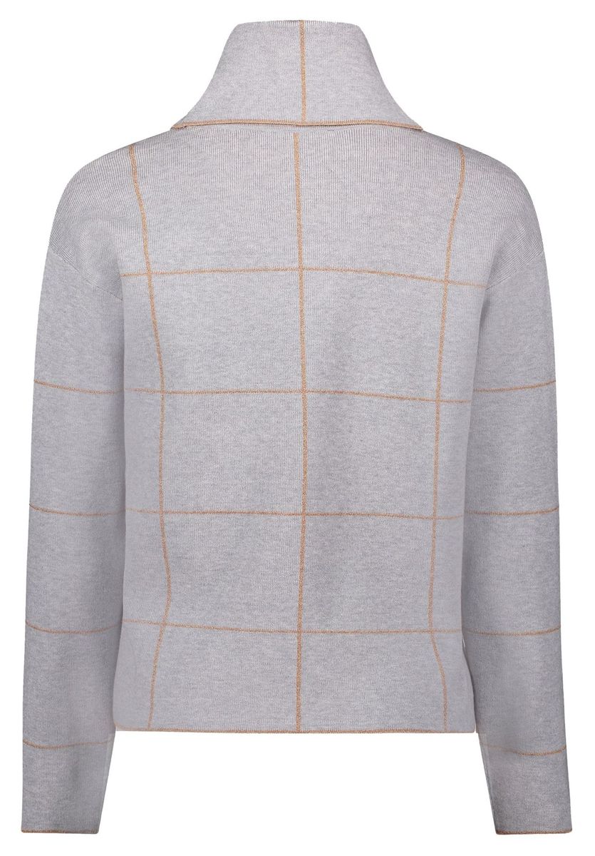Karo-Strickpullover mit weichem Stehkragen
