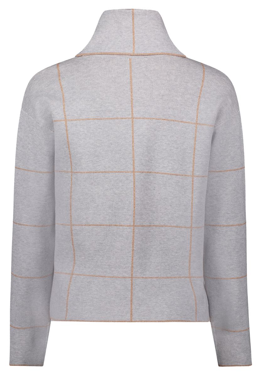 Karo-Strickpullover mit weichem Stehkragen
