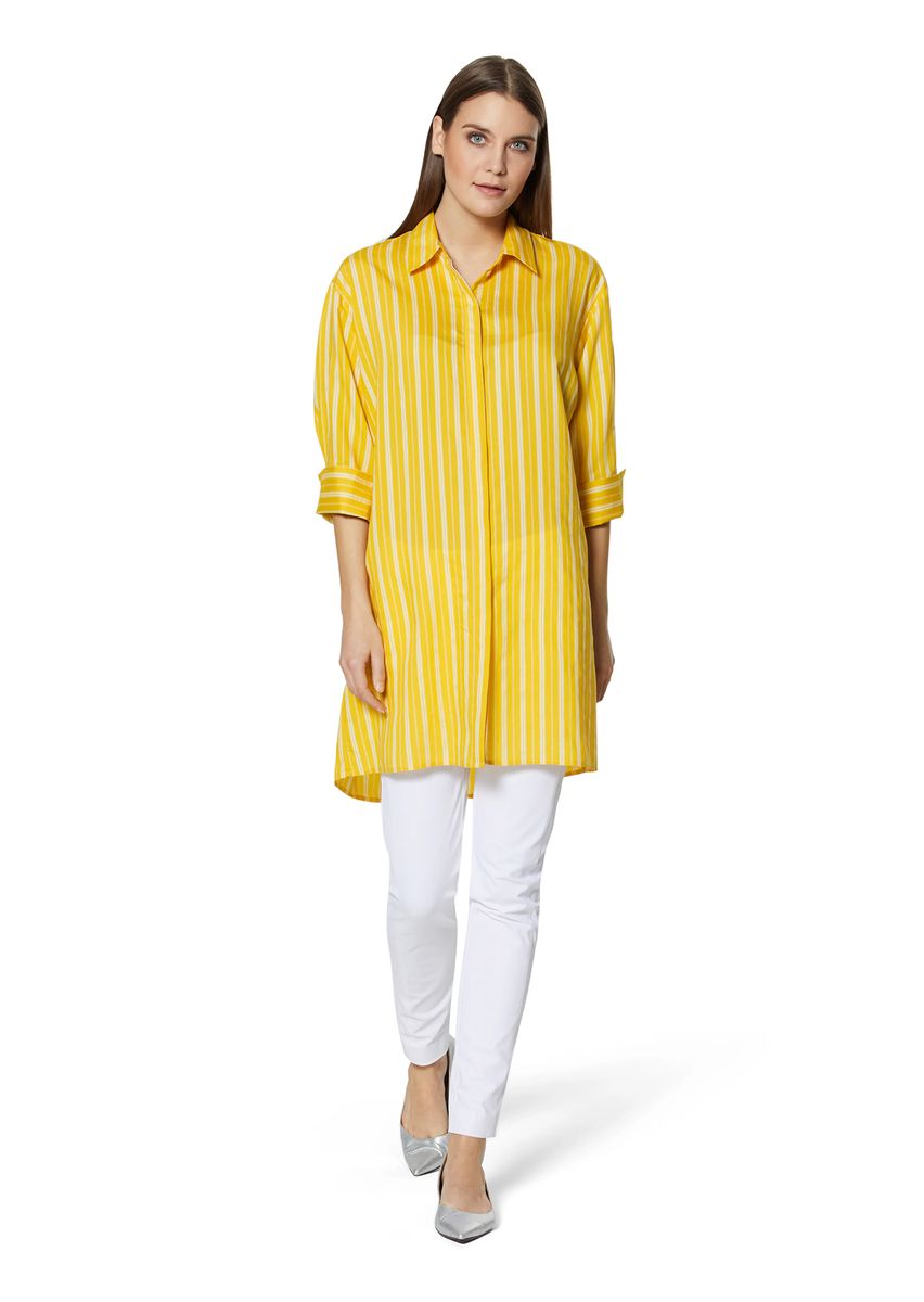 Oversize-Longhemd mit Webstreifen