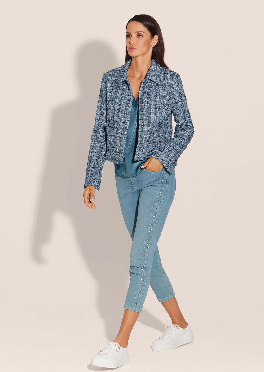 Eleganter Tweed-Kurzblazer mit Fransen