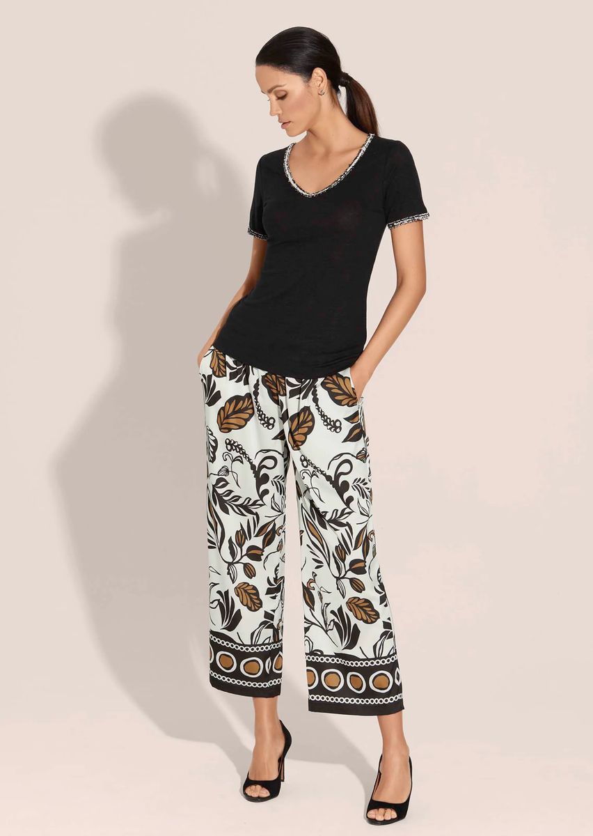 Weite Schlupf-Hose mit Allover-Print