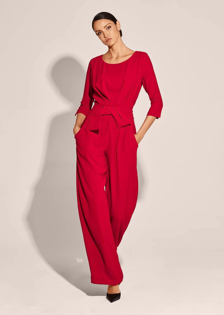 Jumpsuit mit weitem Bein und Taillenband