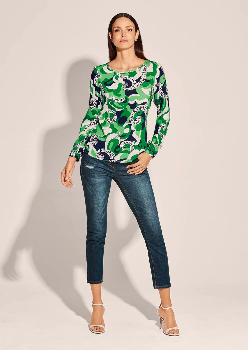 Statement-Bluse mit Städteprint