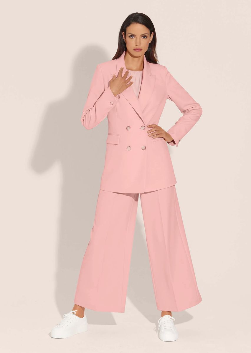 Zweireihiger Longblazer mit Reverskragen