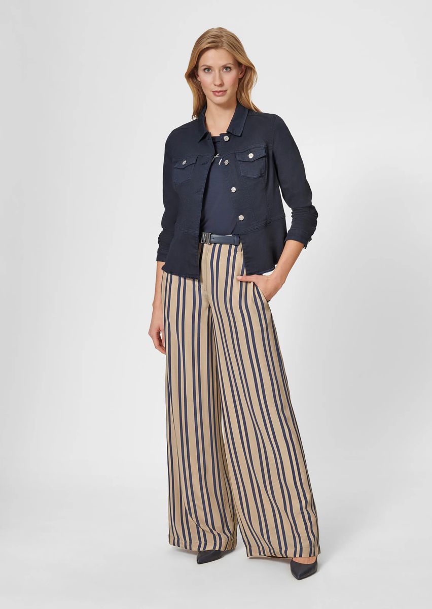 Weite gestreifte High-Waist-Hose