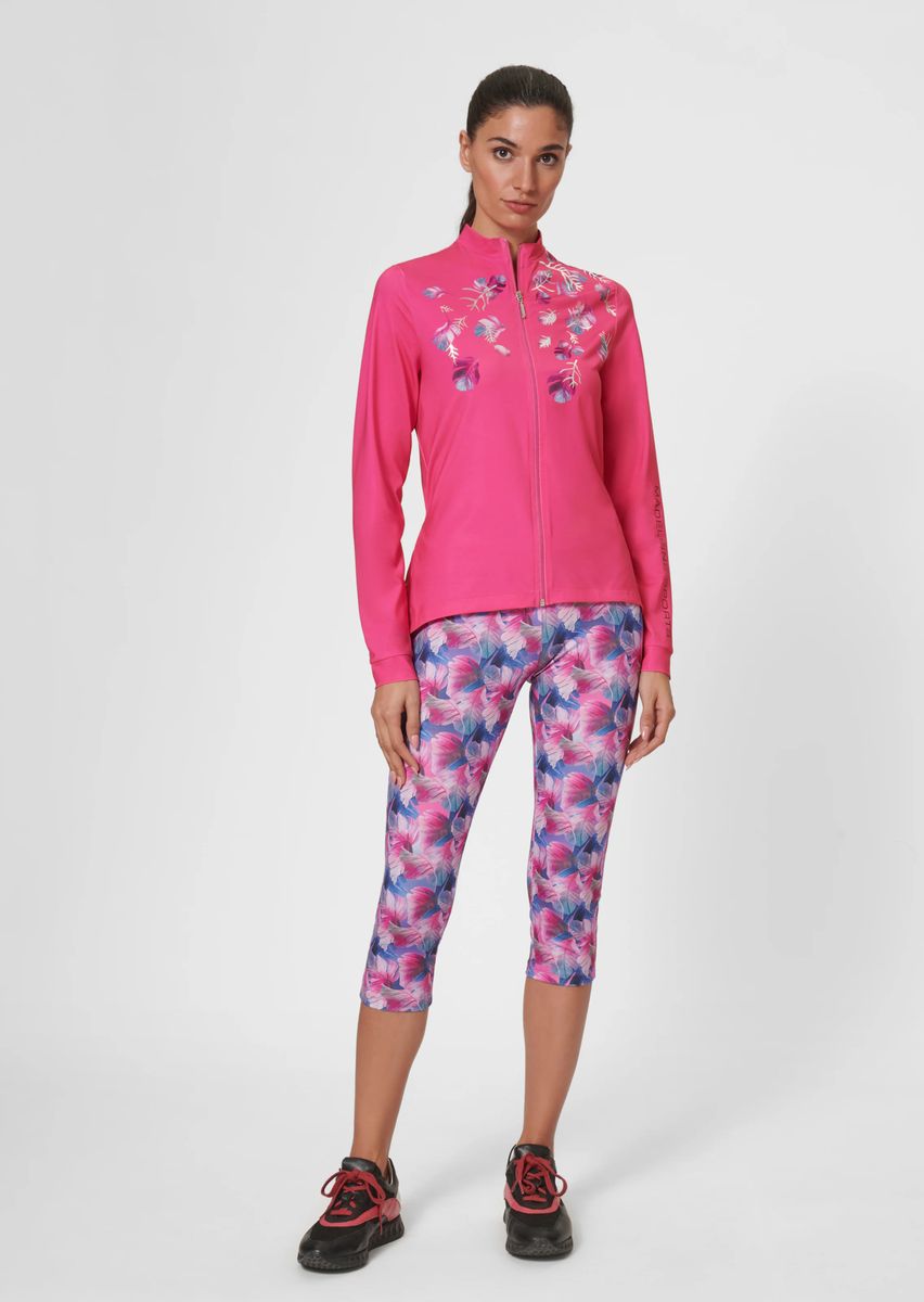 Radjacke mit Blätter-Folienprint