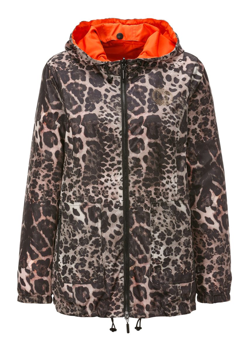 Wendejacke mit Kapuze und Leopardenmuster