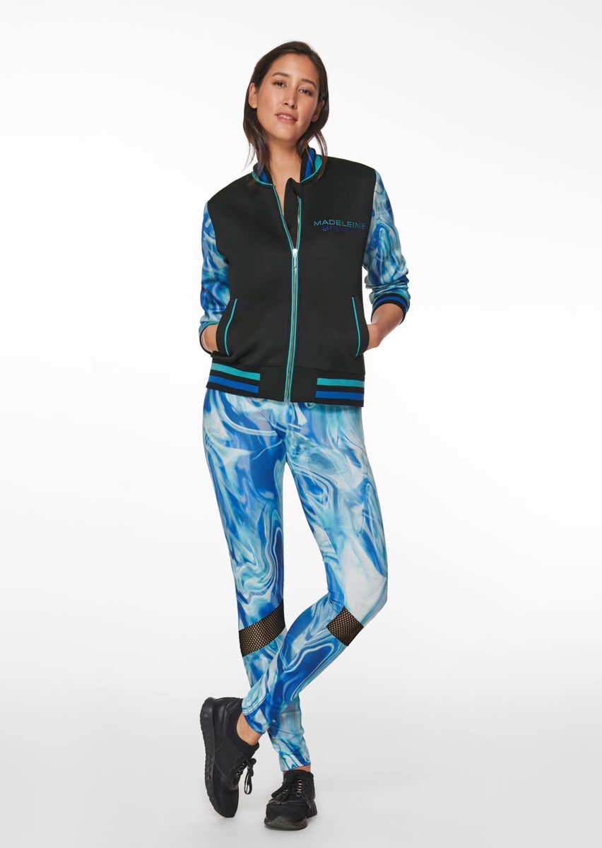 Performance-Leggings mit Marmor-Print und Mesh