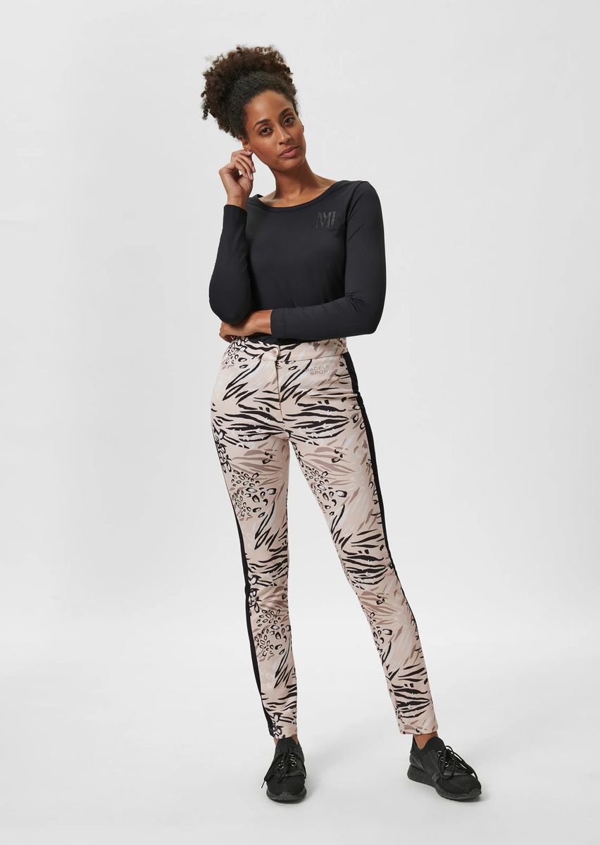 Slimline-Hose mit abstraktem Print und Streifen