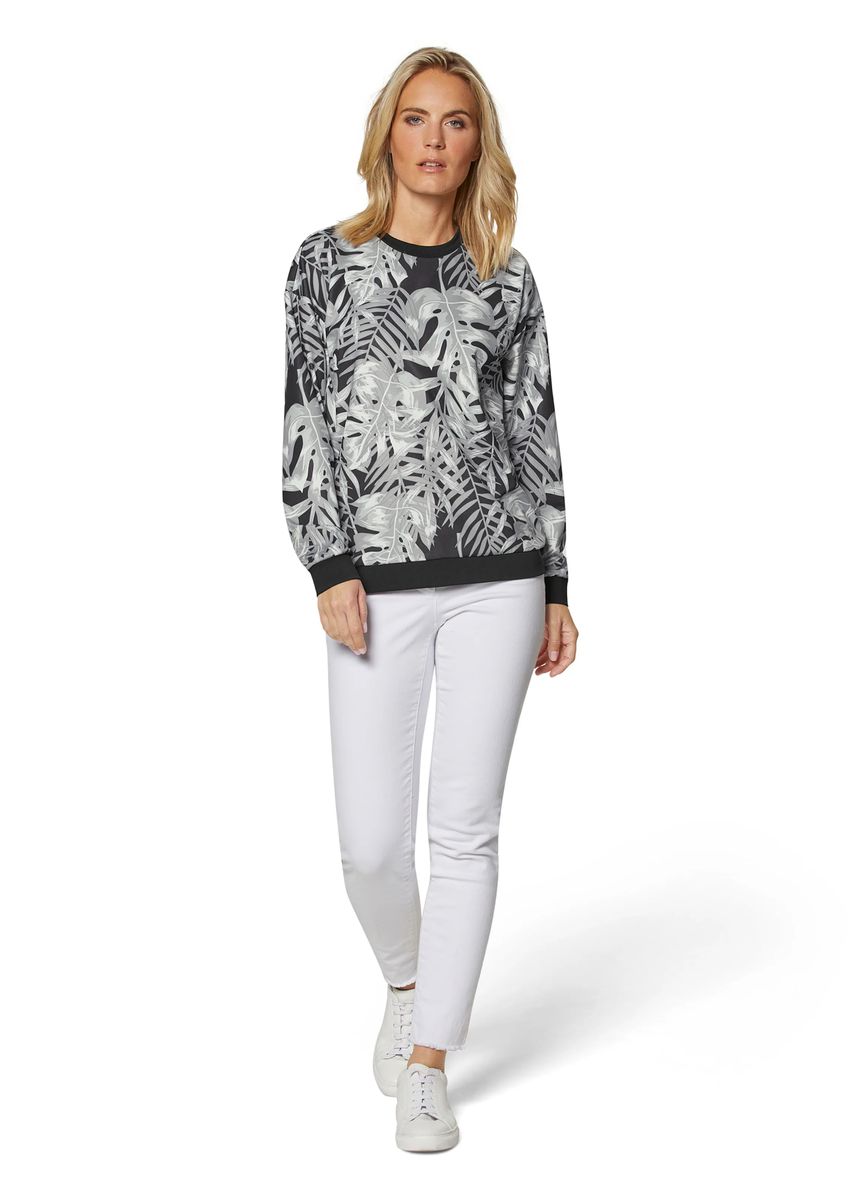 Oversized-Sweatshirt mit tropischem Blätterprint