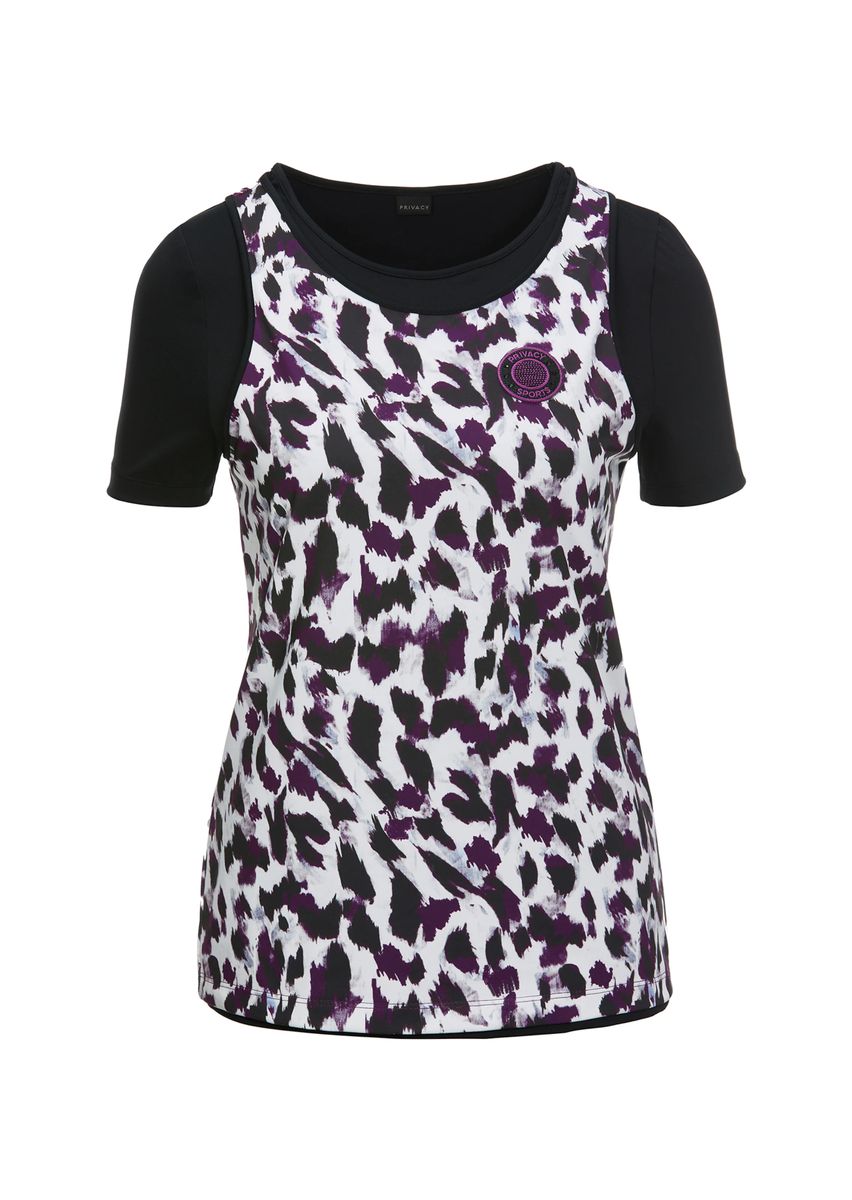 2-in-1-Laufshirt mit Leopardenmuster