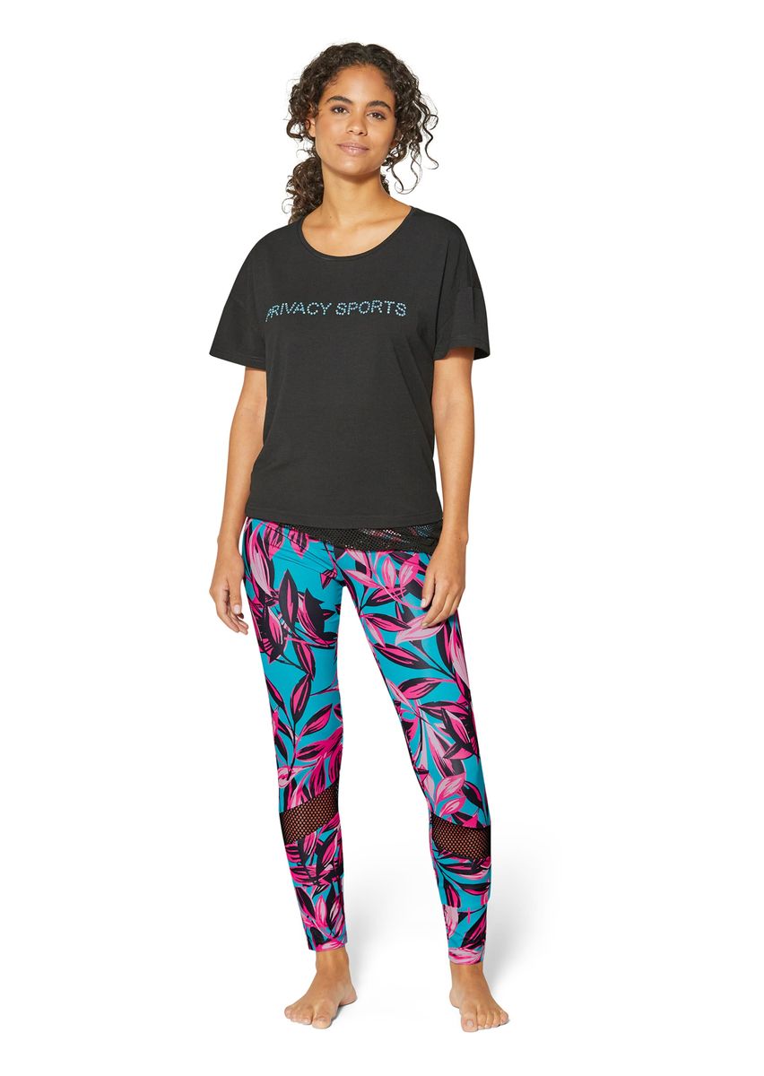 Leggings mit Blattmuster und Mesheinsätzen