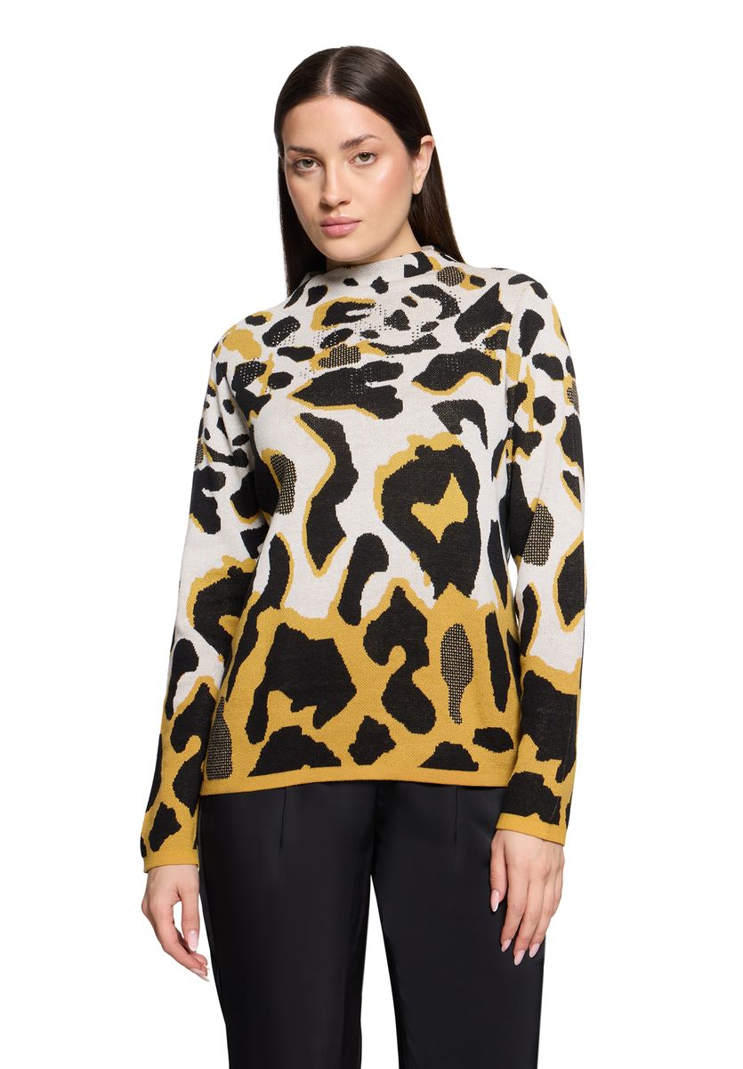 Jacquard-Strickpullover mit Leopardenmuster