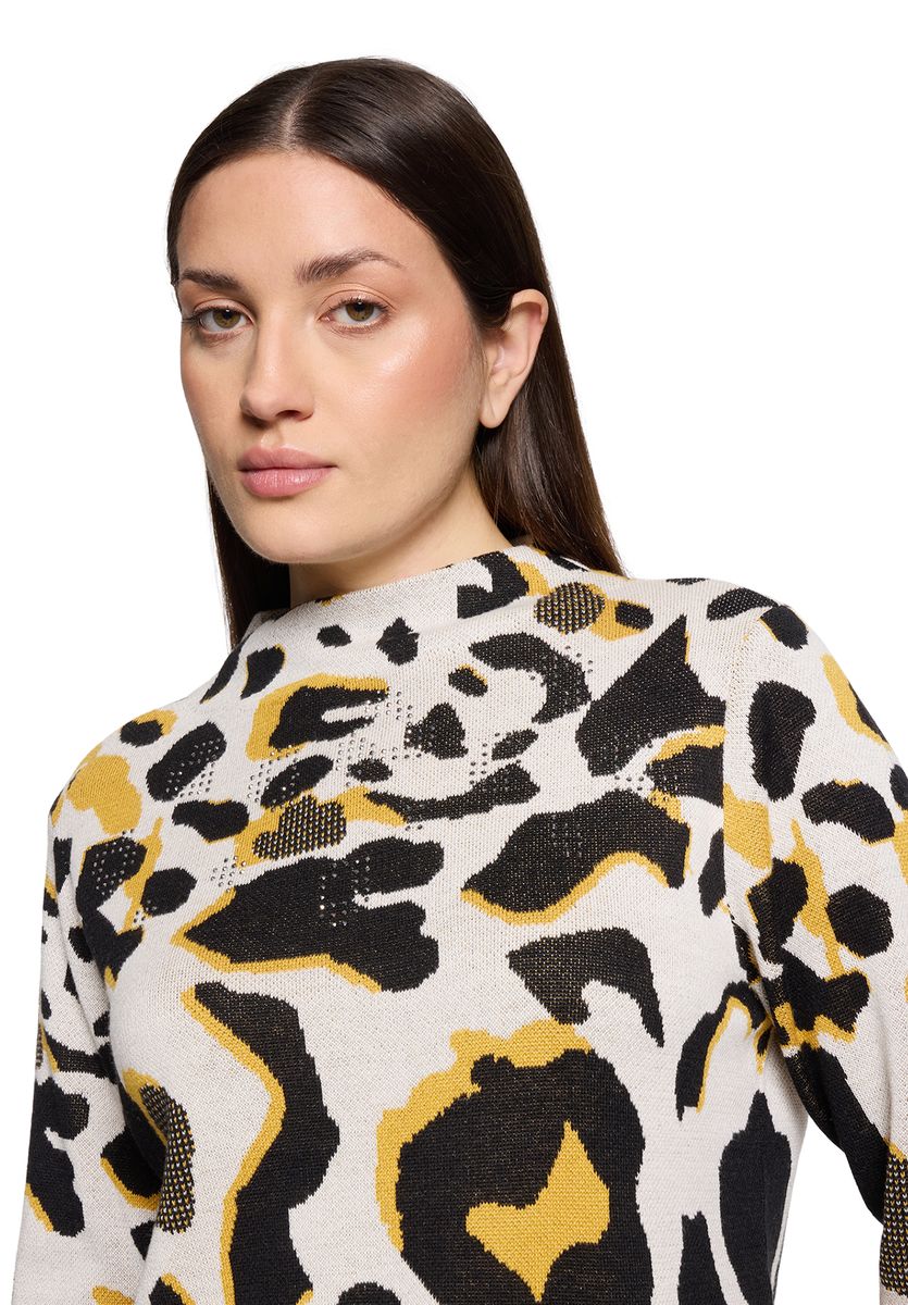 Jacquard-Strickpullover mit Leopardenmuster
