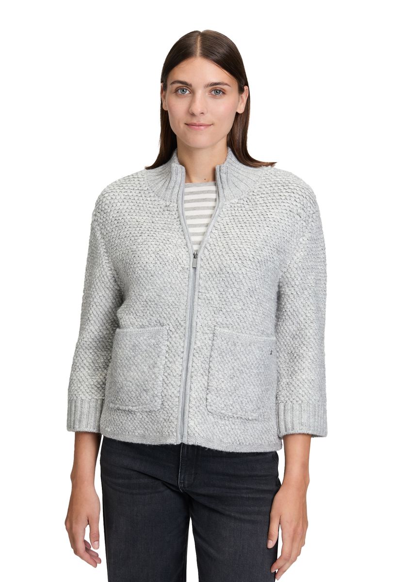 Strukturierte Strickjacke mit Reißverschluss
