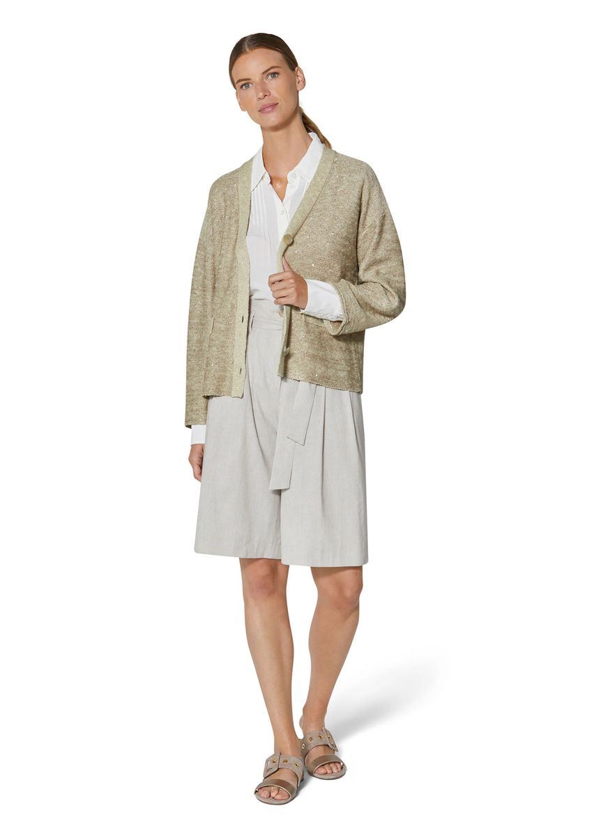 Elegante Schimmernde Melange Strickjacke