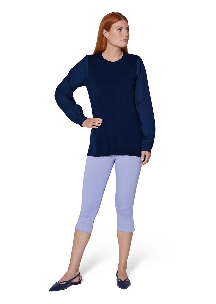 Legerer Materialmix-Pullover mit Strickfront