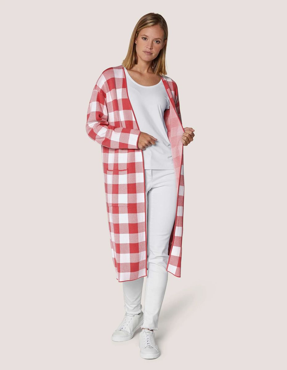 Oversized Strickmantel mit Karo-Jacquard