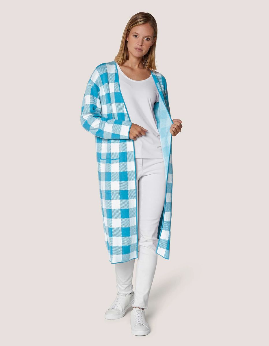 Oversize Strickmantel mit Vichy-Karo