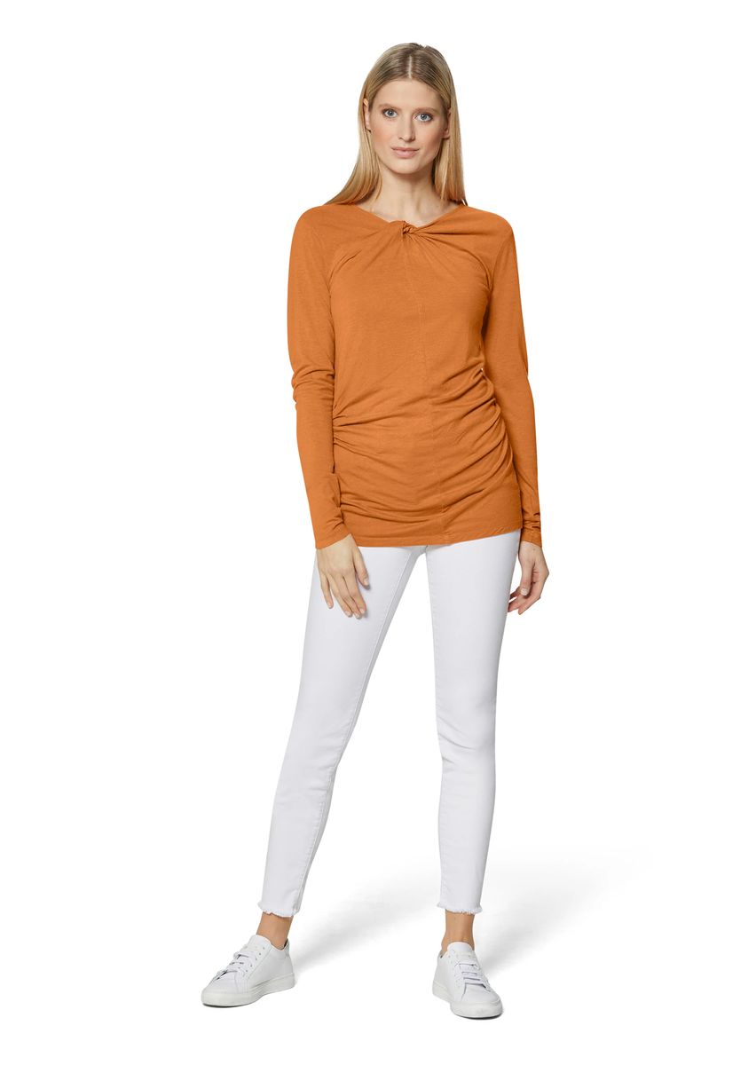 Langarmshirt mit Knotendetail und Raffung