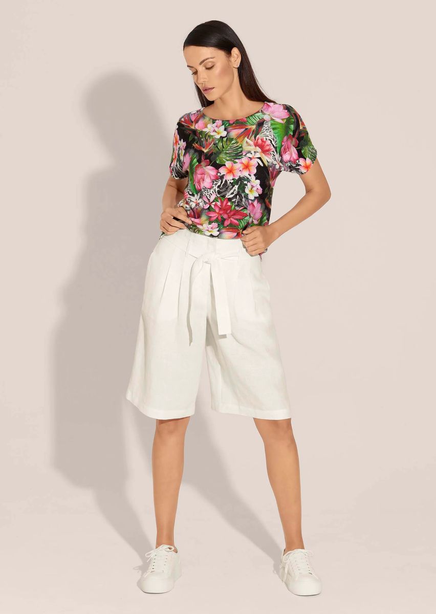 High-Waist-Bermudas aus Leinen