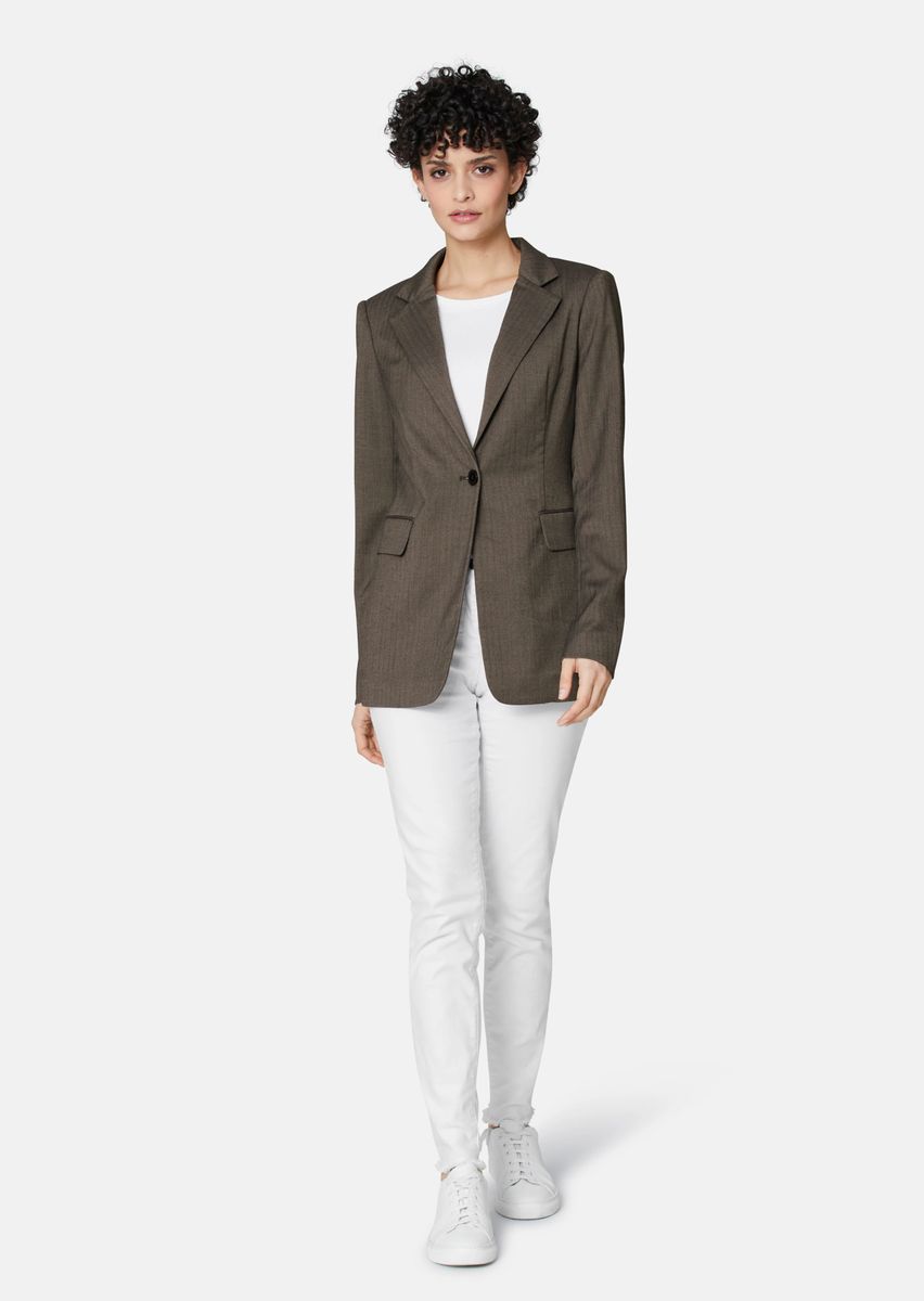Taillierter Blazer mit Fischgratmuster
