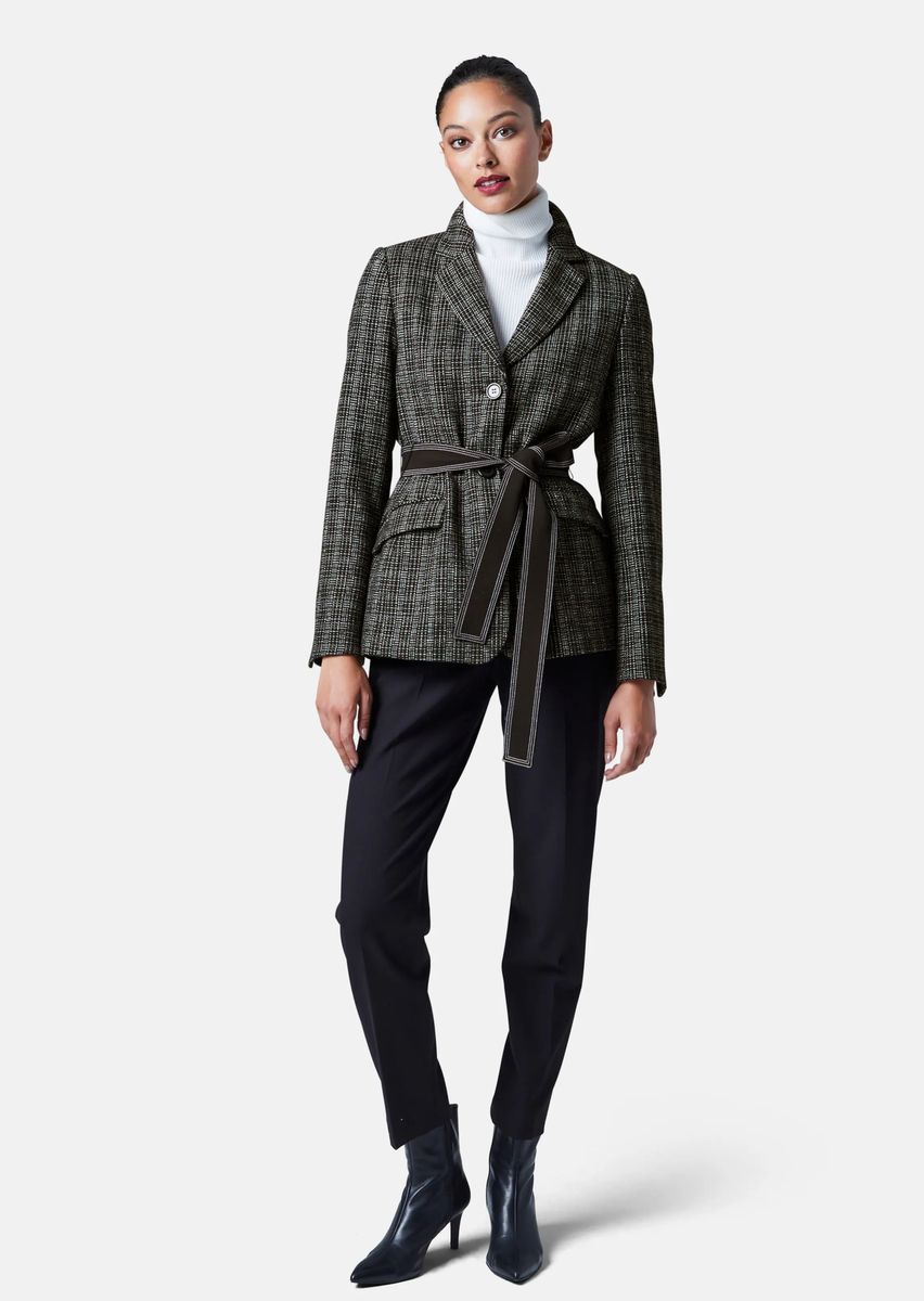 Strukturierter taillierter Blazer mit Gürtel