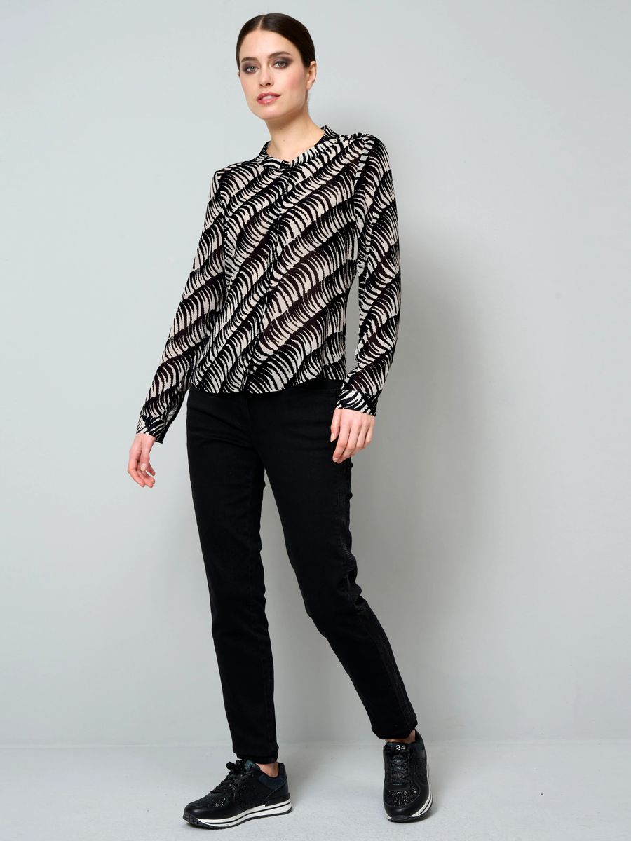 Halbtransparente Bluse mit Grafikmuster