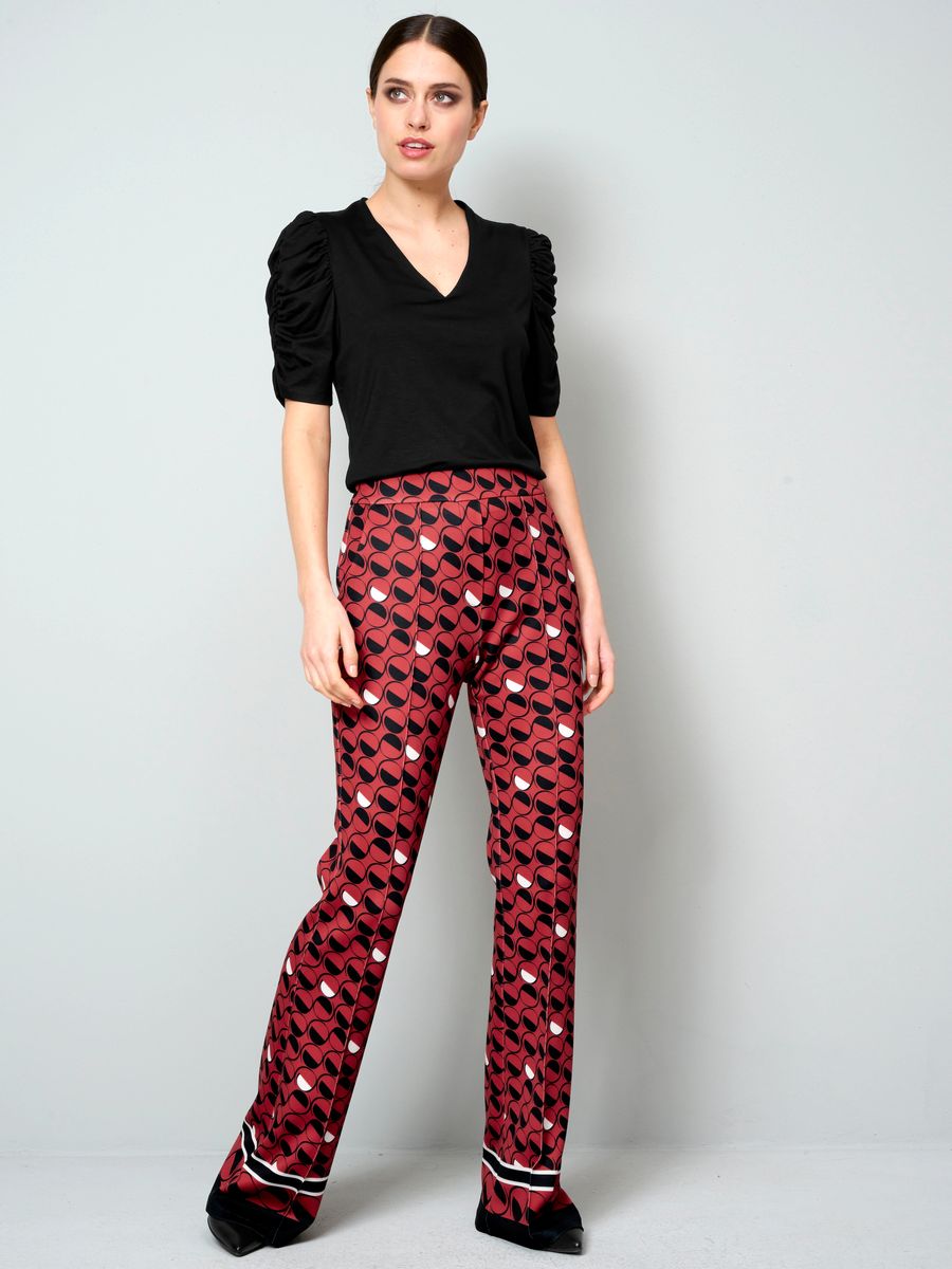Ausgestellte Jerseyhose mit Retro-Print
