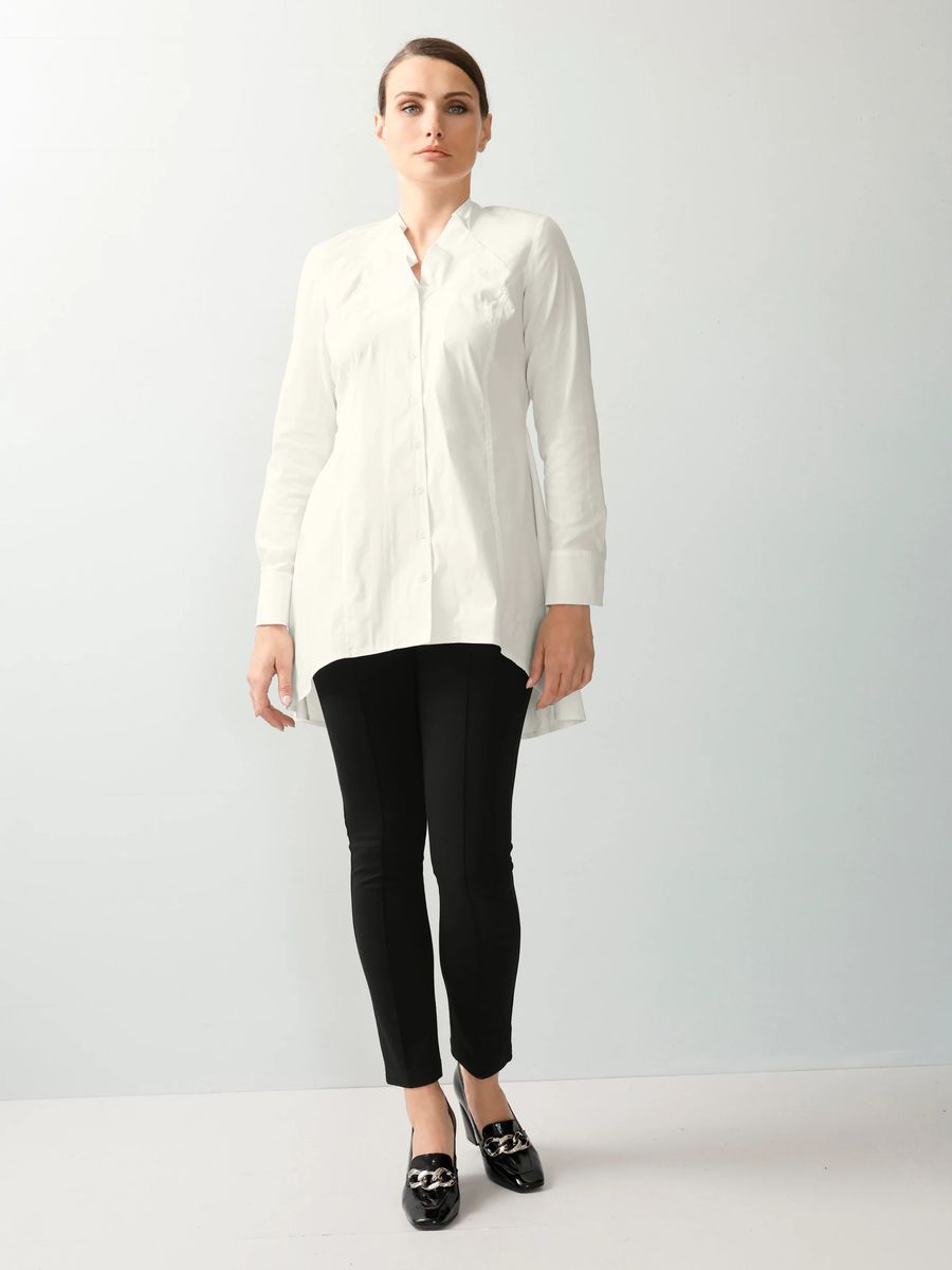 Longbluse mit Kelchkragen