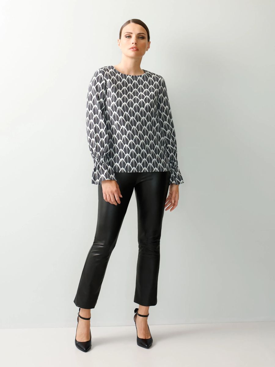 Grafik-Print Bluse mit Volants